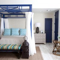 Blue door in spouses bedroom