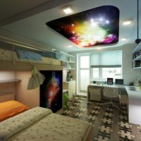 Starry sky on the ceiling of a children's room