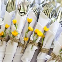 Decor cutlery with fresh flowers