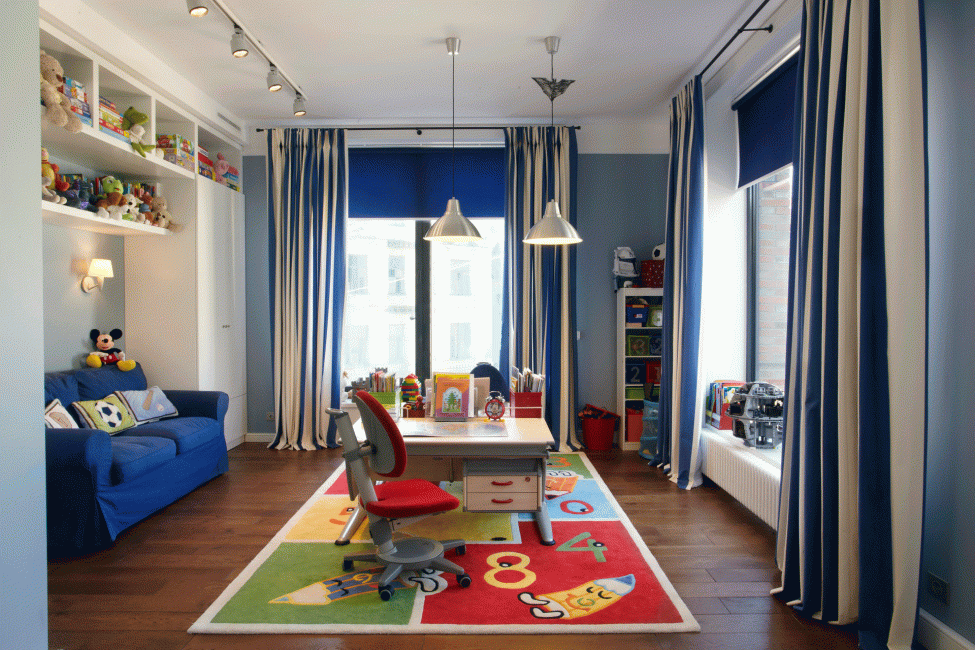 Bright rug on the floor of the children's room