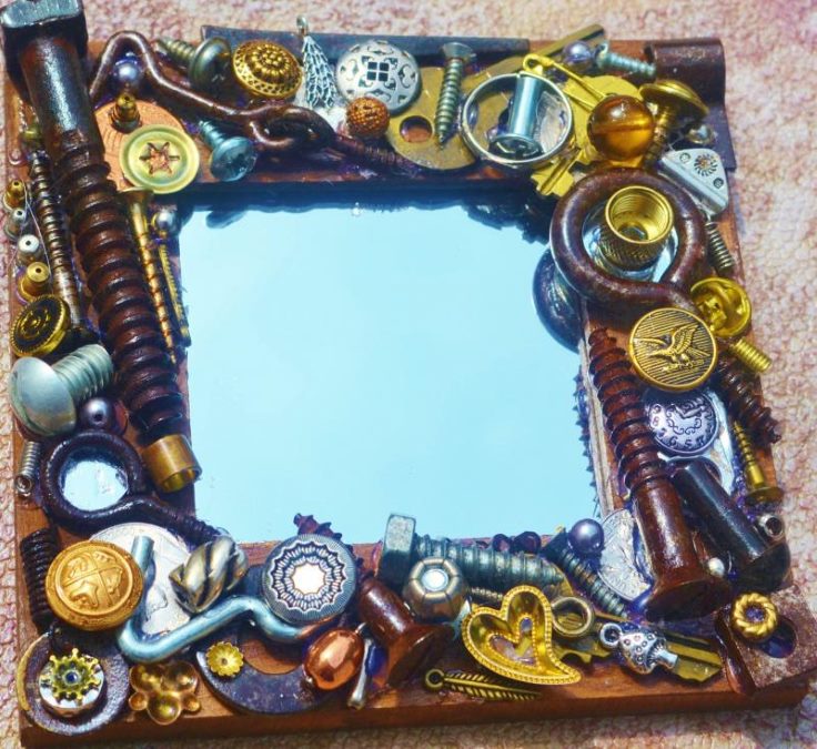 Steampunk mirror frame decor