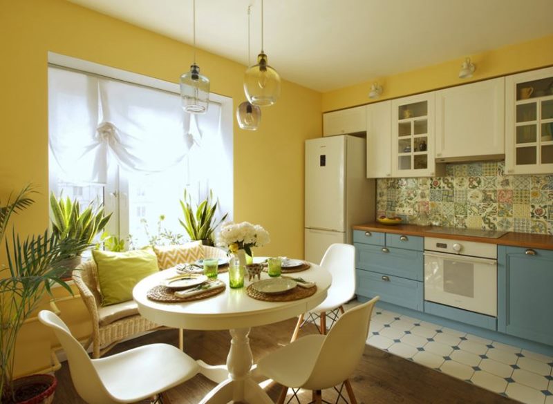 The interior of the kitchen in a two-room apartment of 60 square meters
