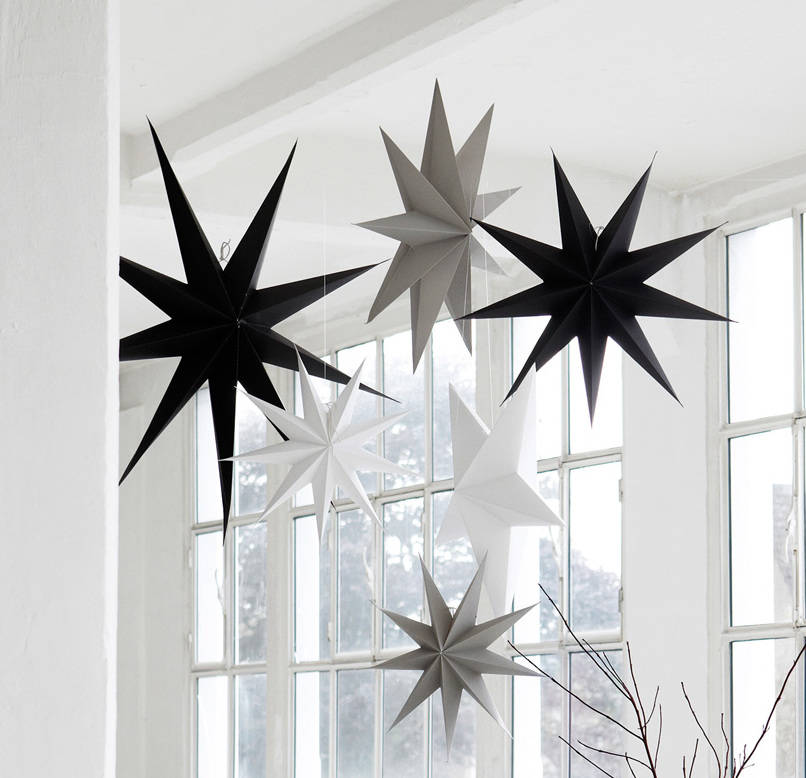 Paper stars in front of a private house window