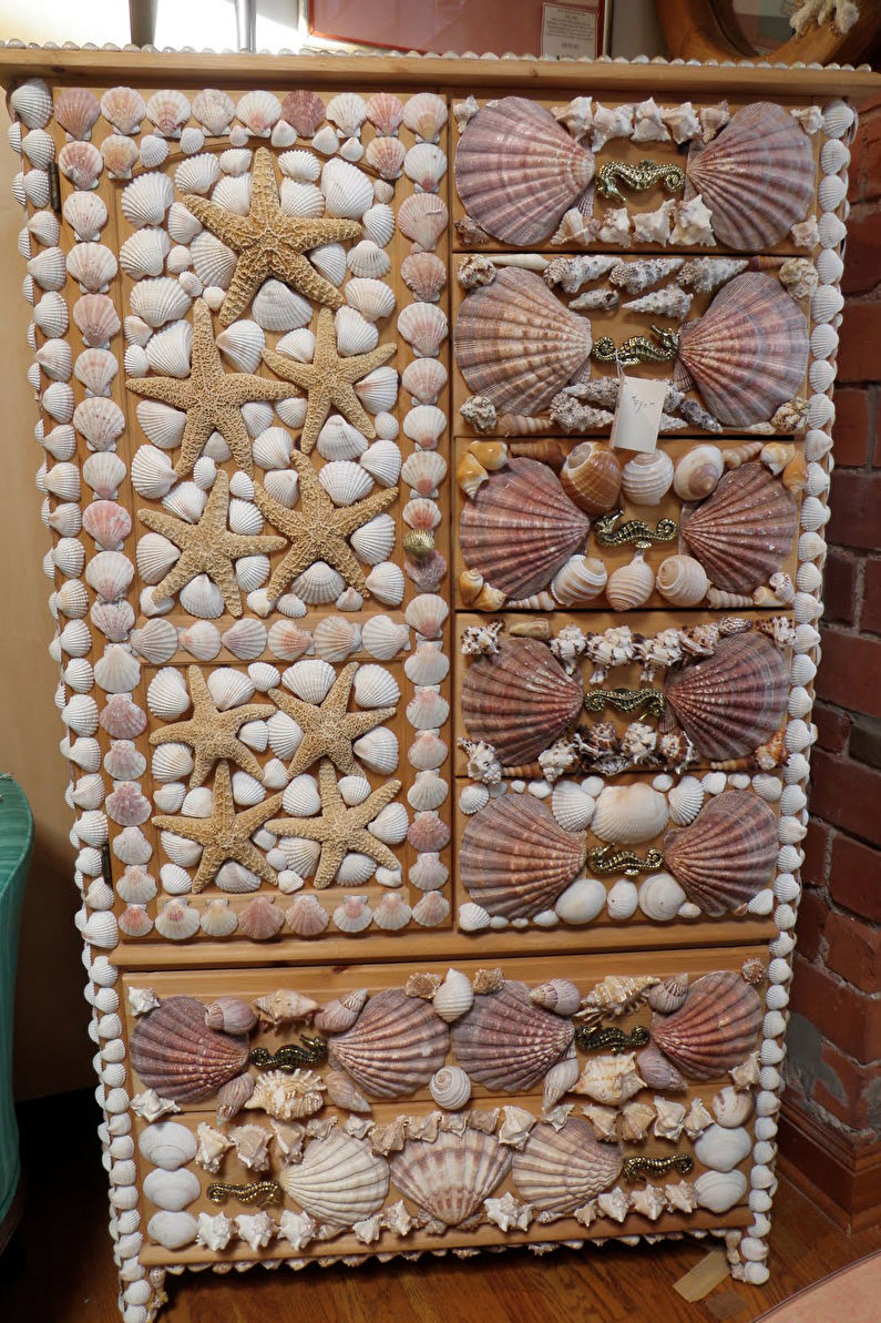 DIY cabinet decor with do-it-yourself shells