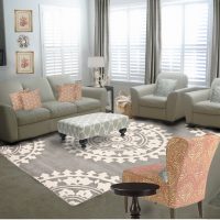 Living room design with gray furniture