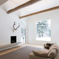 Travi in ​​legno nel soggiorno di una casa privata