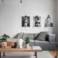 Monochrome photos on the wall of the living room
