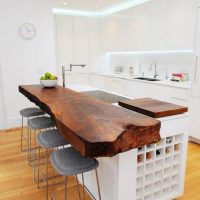 Bar counter with wooden worktop