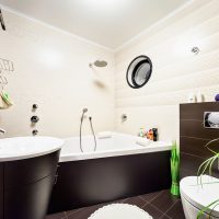 Brown and beige bathroom design