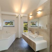 Design a spacious bathroom in a private house