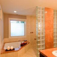 Combined bathroom orange tile