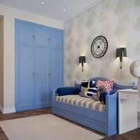 Blue wardrobe in the living room