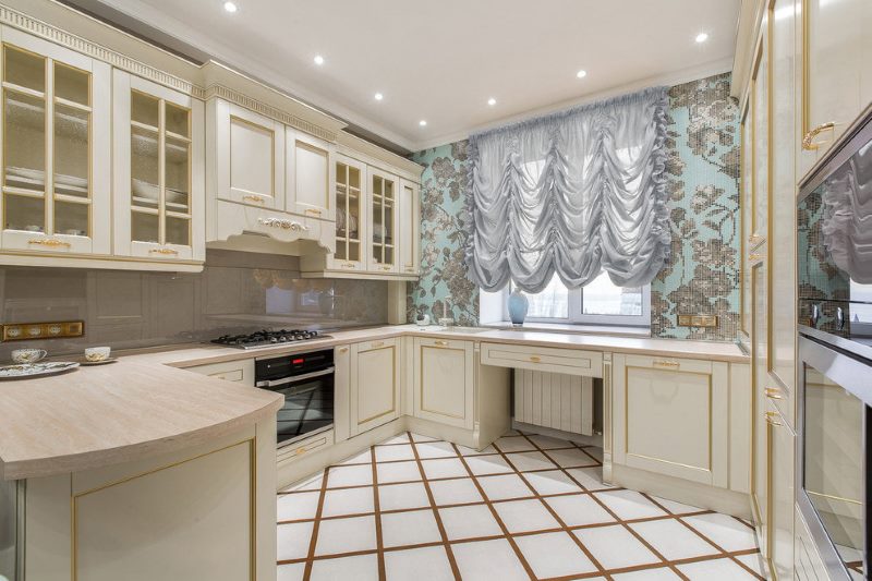 Kitchen design with french curtains