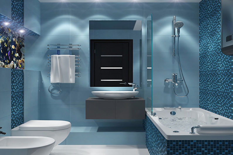Design del bagno nei toni del blu