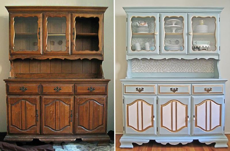 Wooden cabinet before and after painting with your own hands