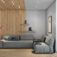 Decorare la parete del soggiorno con listelli in legno