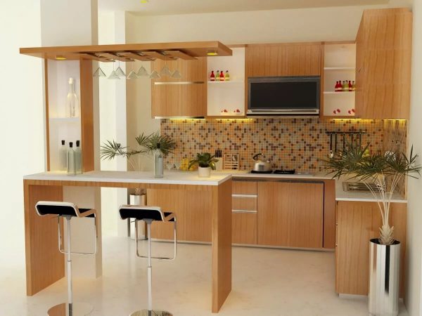 The bar counter can be installed in the kitchen