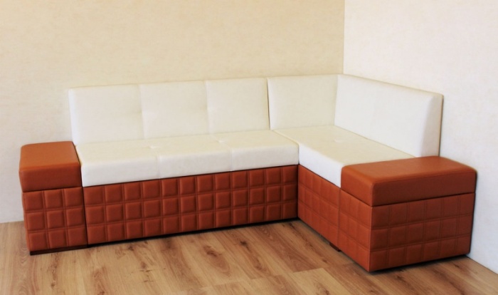 Faux leather corner sofa.