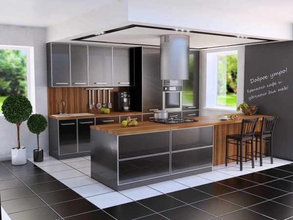 High-tech kitchen with MDF worktop