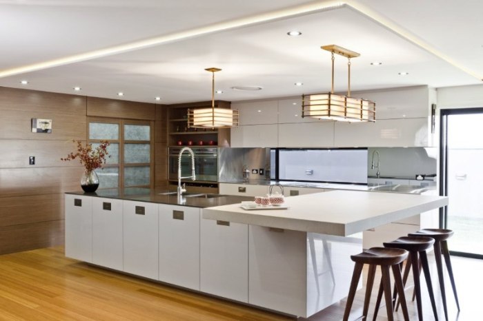 The style of the large kitchen.