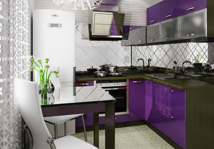 Small kitchen is modern.