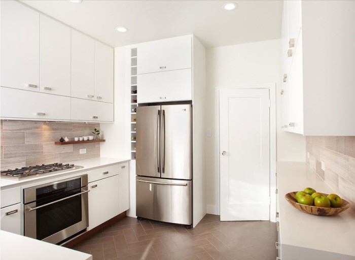 Two-door refrigerator in the kitchen.