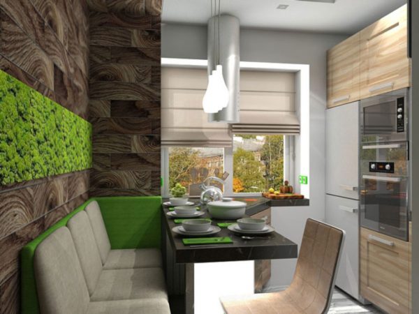 Design of a small kitchen in eco style