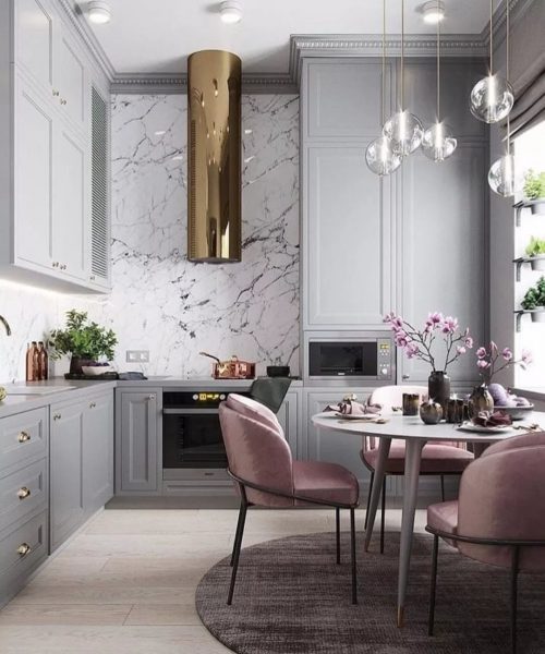 Una piccola cucina in grigio sembra molto elegante