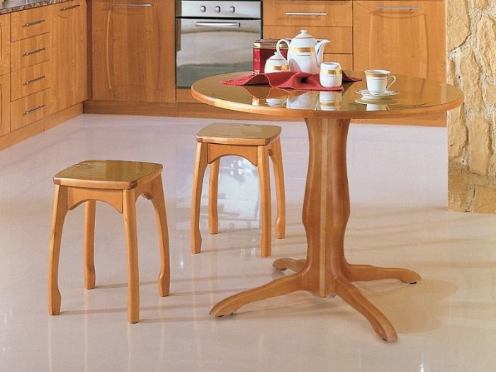 Wooden stools in the kitchen.