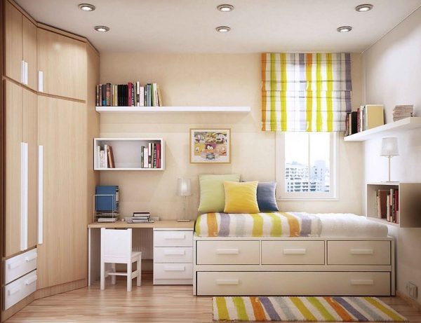 La disposizione dei mobili in una piccola stanza dipenderà direttamente dal tipo di stanza