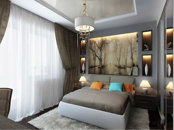 Using this extraordinary approach, you can create not only a comfortable and convenient bedroom, but also add uniqueness to the design.