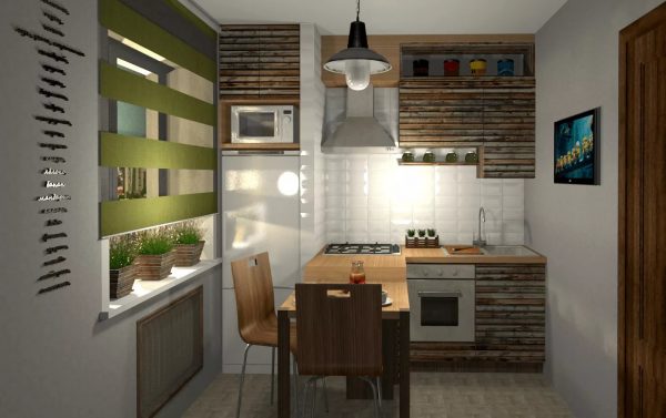 In the small kitchen you can also arrange a dining area