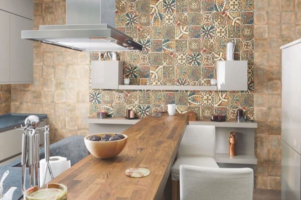 Ceramic tiles have high durability and low moisture absorption, which is very important for kitchen facilities.