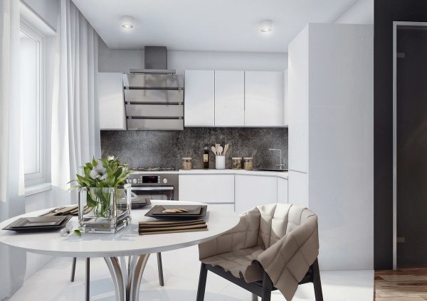 Metallic is perfect for a fully white kitchen.